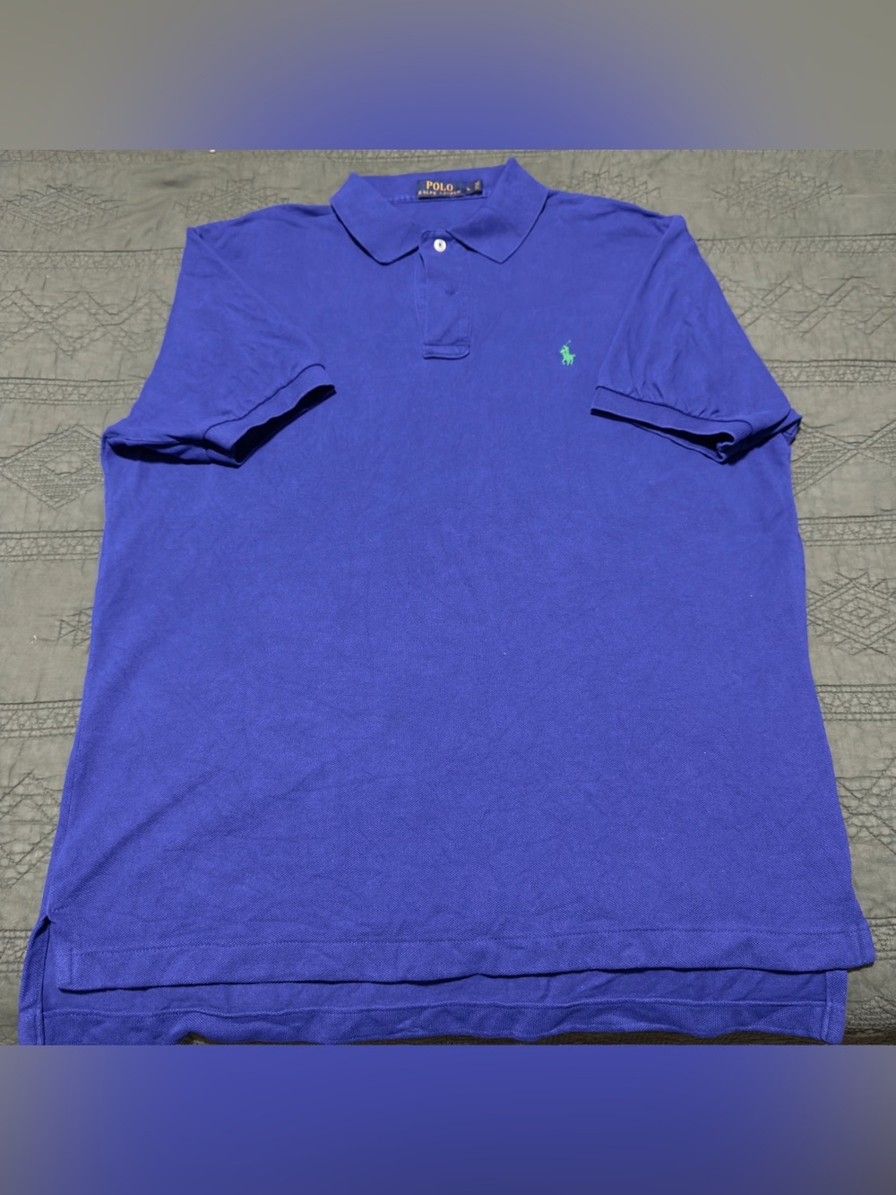 Polo Ralph Lauren Men’s Large Blue Classic Fit Mesh Polo Shirt Green Pony